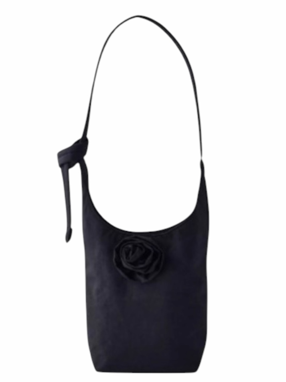 BAGGU Black Rosette Shoulder Bag Adjustable Strap NWT